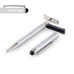 HERI V3300 - ручка со штампом и стилусом для смартфона, серебряный корпус