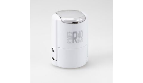 GRM R 40 office+BOX - Black Edition. Автоматическая оснастка для печати, корпус бело-чёрный глянец