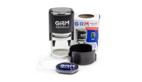 Оснастка для печати, корпус чёрный с белым основание, д. 45 мм.