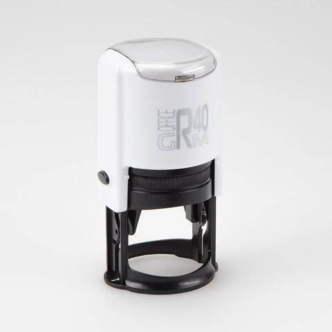 GRM R 40 office+BOX - Black Edition. Автоматическая оснастка для печати, корпус бело-чёрный глянец