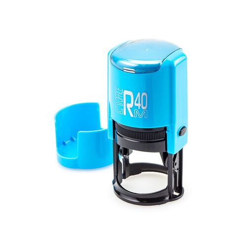 GRM R 40 office+BOX - Black Edition. Автоматическая оснастка для печати, корпус голубой-чёрный глянец