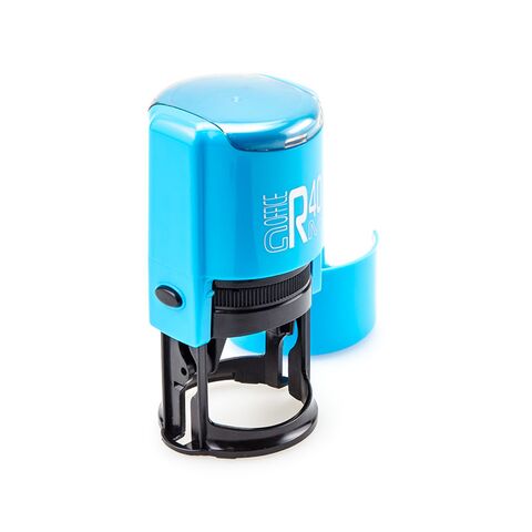 GRM R 40 office+BOX - Black Edition. Автоматическая оснастка для печати, корпус голубой-чёрный глянец