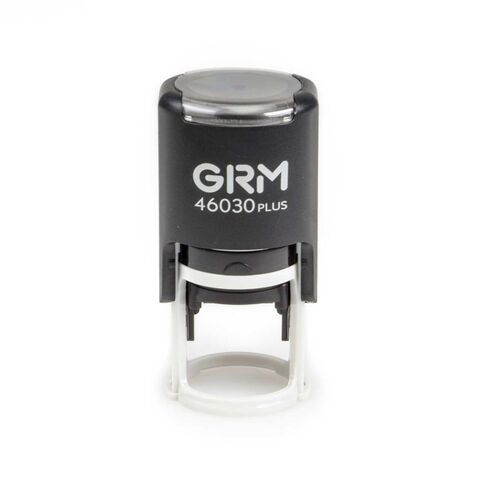 Автоматическая оснастка для печати, корпус чёрный с белым основание, д. 30 мм