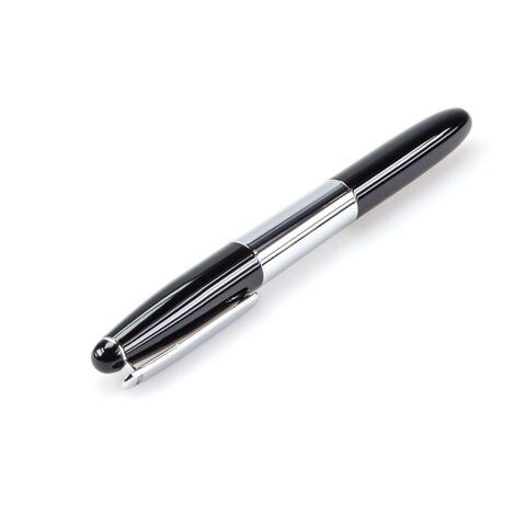 Ручка-штамп HERI 8521, гелевая в футляре, корпус белый металл с чёрными деталями