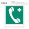 Табличка EC06 (10х10 см) «Телефон связи с медицинским пунктом (скорой медицинской помощью)»
Пластиковая табличка-указатель с изображением «Телефонная трубка и крест». Изображение выполнено белым цветом на зеленом фоне с белой рамкой по контуру.